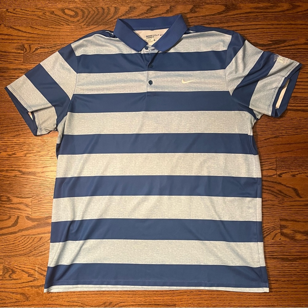 Nike Golf Dri-Fit Polo Blue Striped 2016 Baltusrol PGA Championship - Men's XL